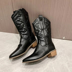 Robi | Stivali da donna neri stile western a metà polpaccio casual