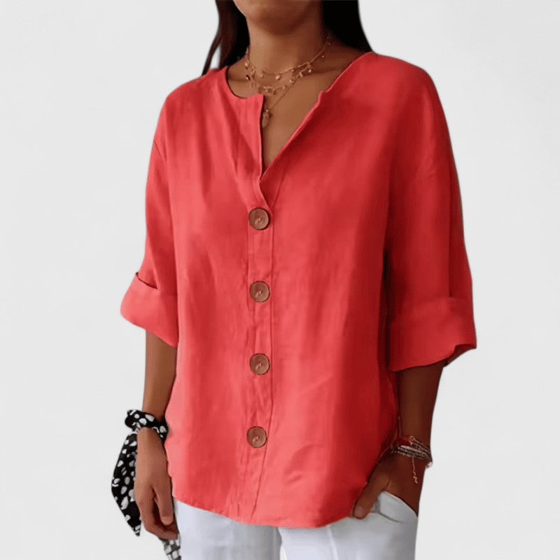 Serena | Women's Summer Casual Blouse with Buttons and Loose Fit