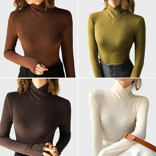 Solange | Camicetta da donna con collo a mezza altezza e maniche lunghe