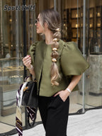 Zarevia | Blusa elegante da donna in raso con maniche a sbuffo