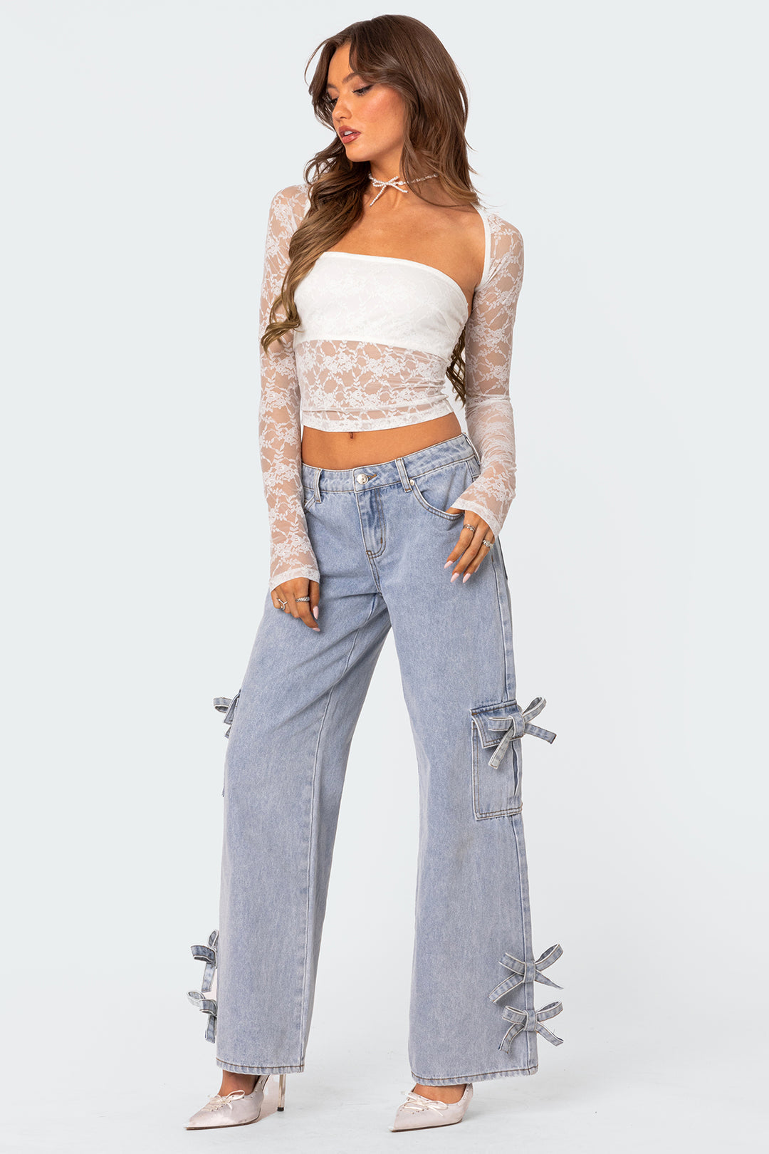 Darevia | Top Elegante da Donna in Pizzo 2 Pezzi Attillato