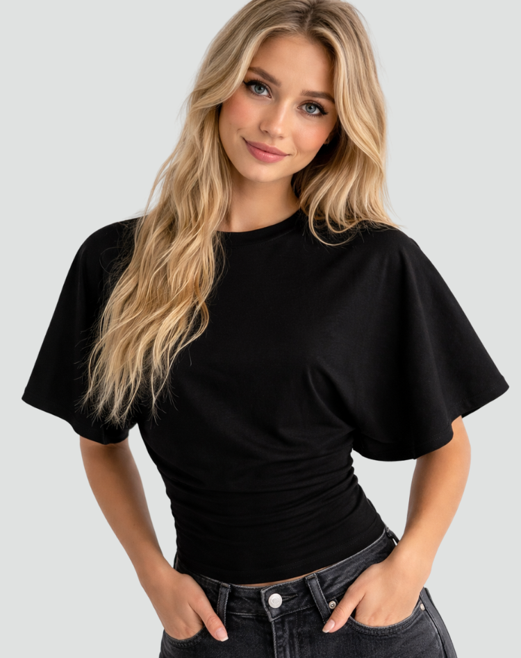 Ravella | Women's T-shirt with Wide Sleeves and Fitted Waist