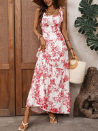 Florensa | Abito Estivo Maxi Donna a Fiori con Spalline e Laccio