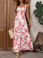 Florensa | Abito Estivo Maxi Donna a Fiori con Spalline e Laccio
