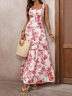 Florensa | Abito Estivo Maxi Donna a Fiori con Spalline e Laccio