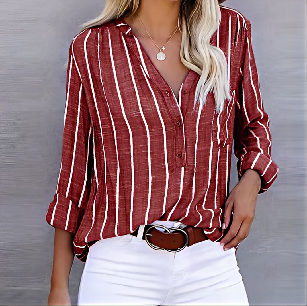 Virella | Women's Casual Striped Shirt Loose Fit with Buttons