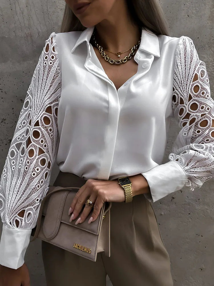 Caroline | Elegant Blouse with Lace Sleeves