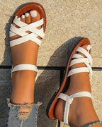 Arvella | Sandali Donna Bassi con Cinghie Incrociate Estivi Casual