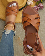 Arvella | Sandali Donna Bassi con Cinghie Incrociate Estivi Casual