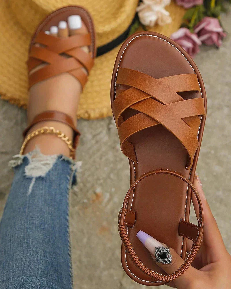 Arvella | Sandali Donna Bassi con Cinghie Incrociate Estivi Casual