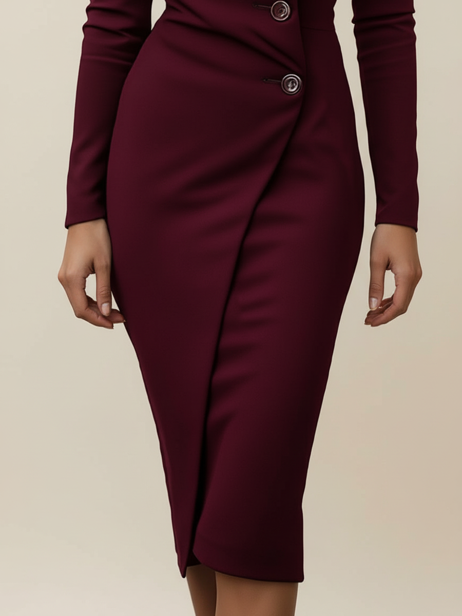 Marvella | Abito Midi Elegante da Donna con Bottoni