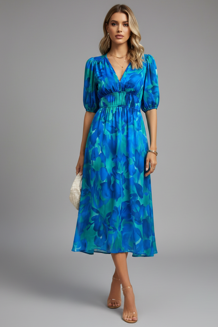 Sabineau | Abito maxi da donna con motivo floreale e scollo a V