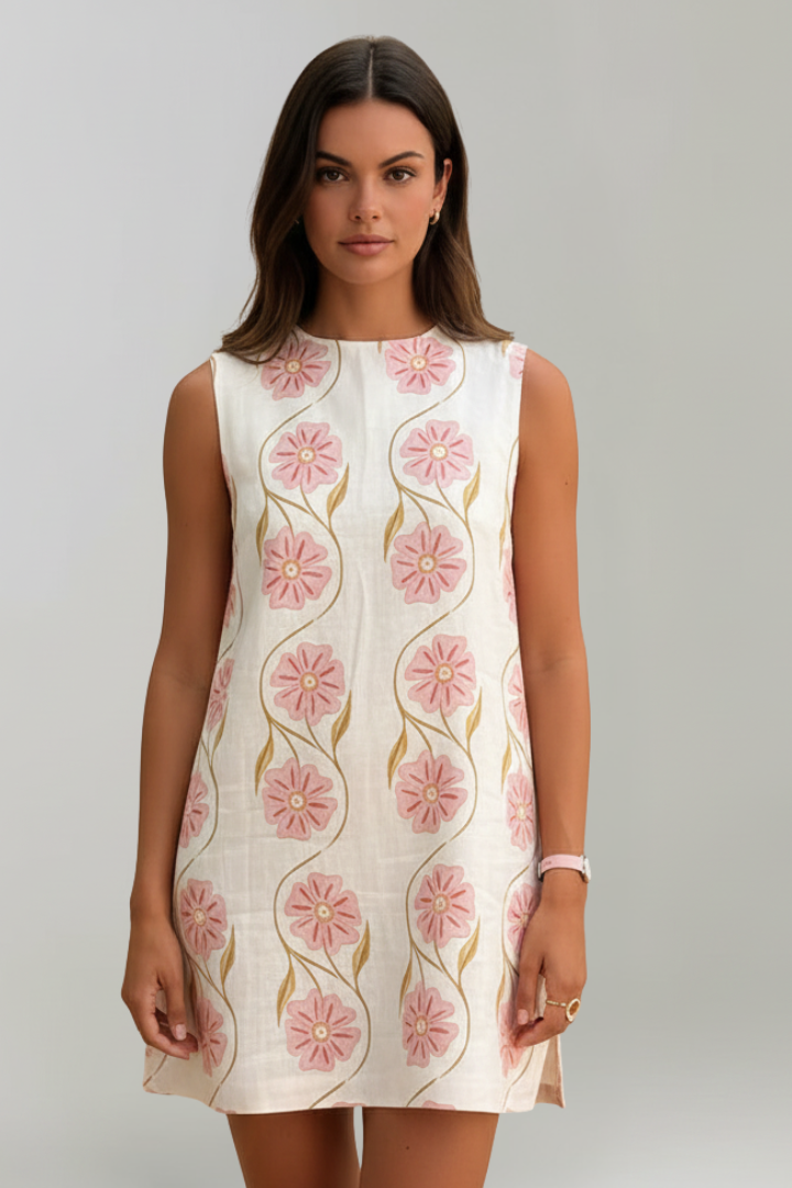 Marielle | Abito mini da donna con motivo floreale senza maniche