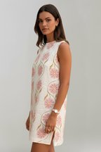 Marielle | Abito mini da donna con motivo floreale senza maniche