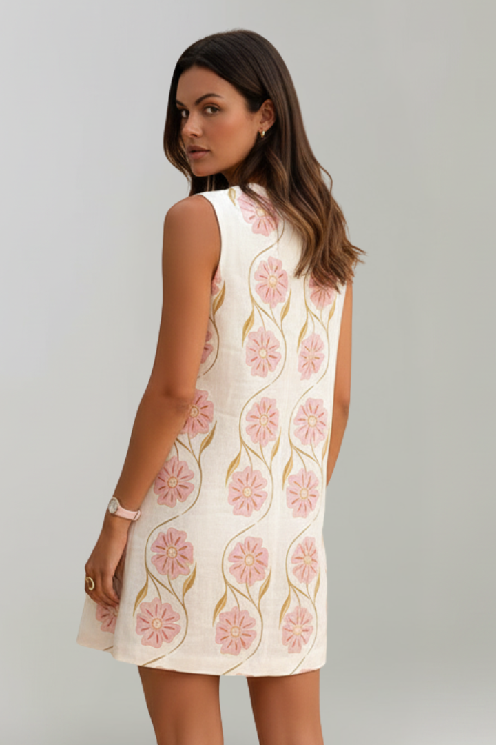 Marielle | Abito mini da donna con motivo floreale senza maniche