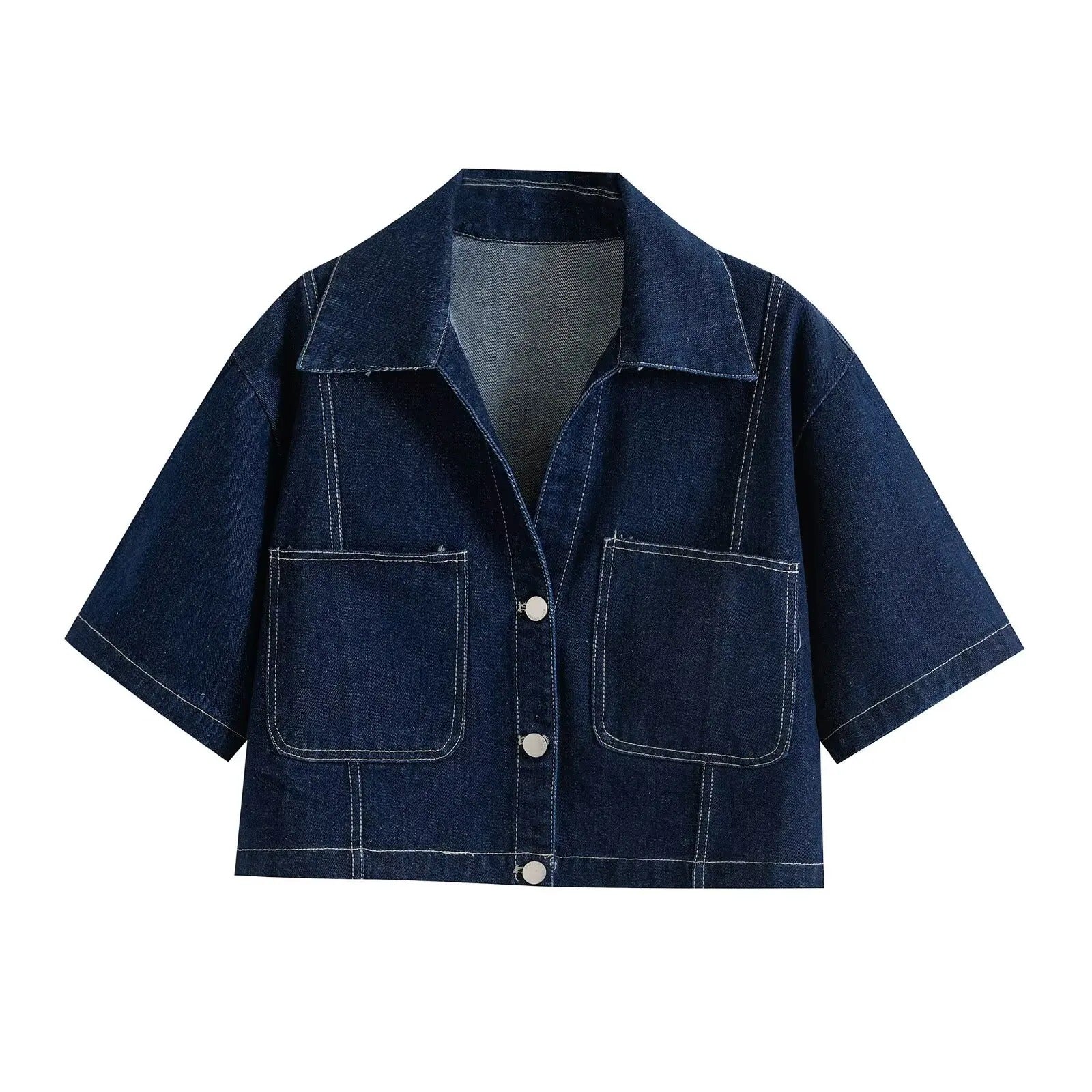 Zelina | Damska Casualowy Komplet Jeansowy Z Crop Topem i Mini Spódnico-Spodenkami