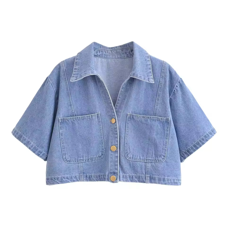 Nova | Women's Denim Set with Crop Top and Mini Skort