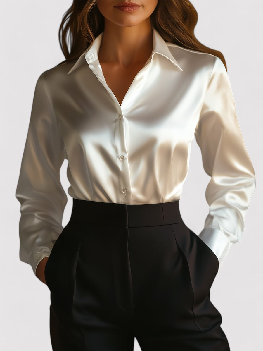 Amelia | Satin women's blouse with long sleeves