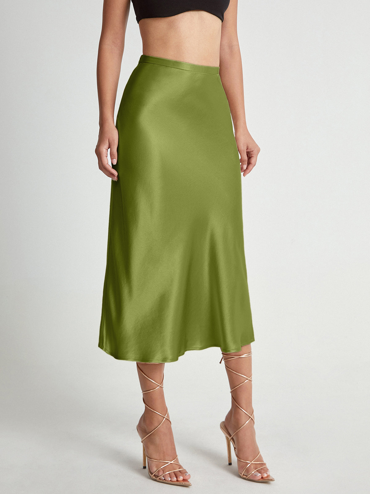 Lunarelle | Women's Satin Midi Skirt High Waist