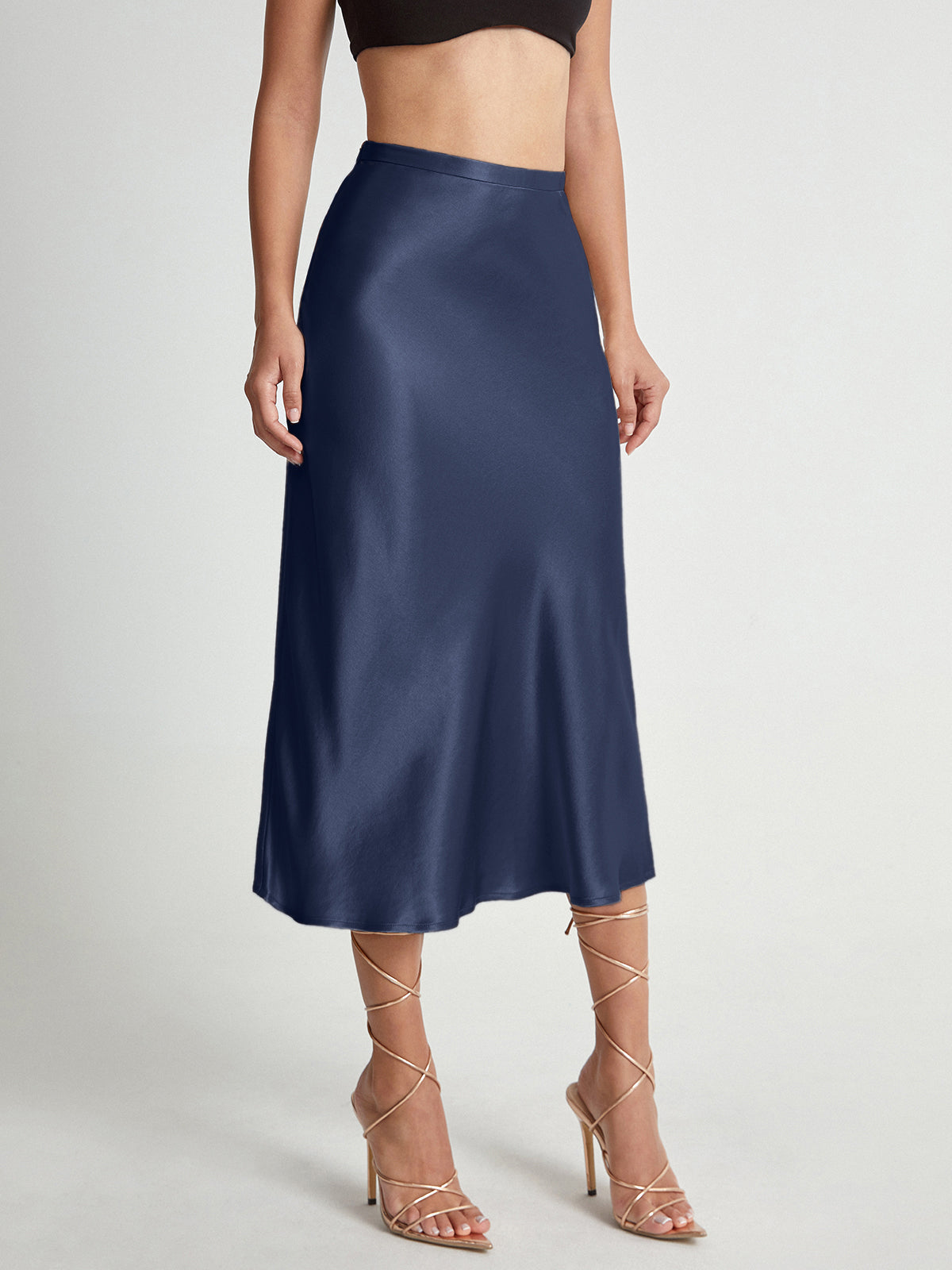 Lunarelle | Women's Satin Midi Skirt High Waist