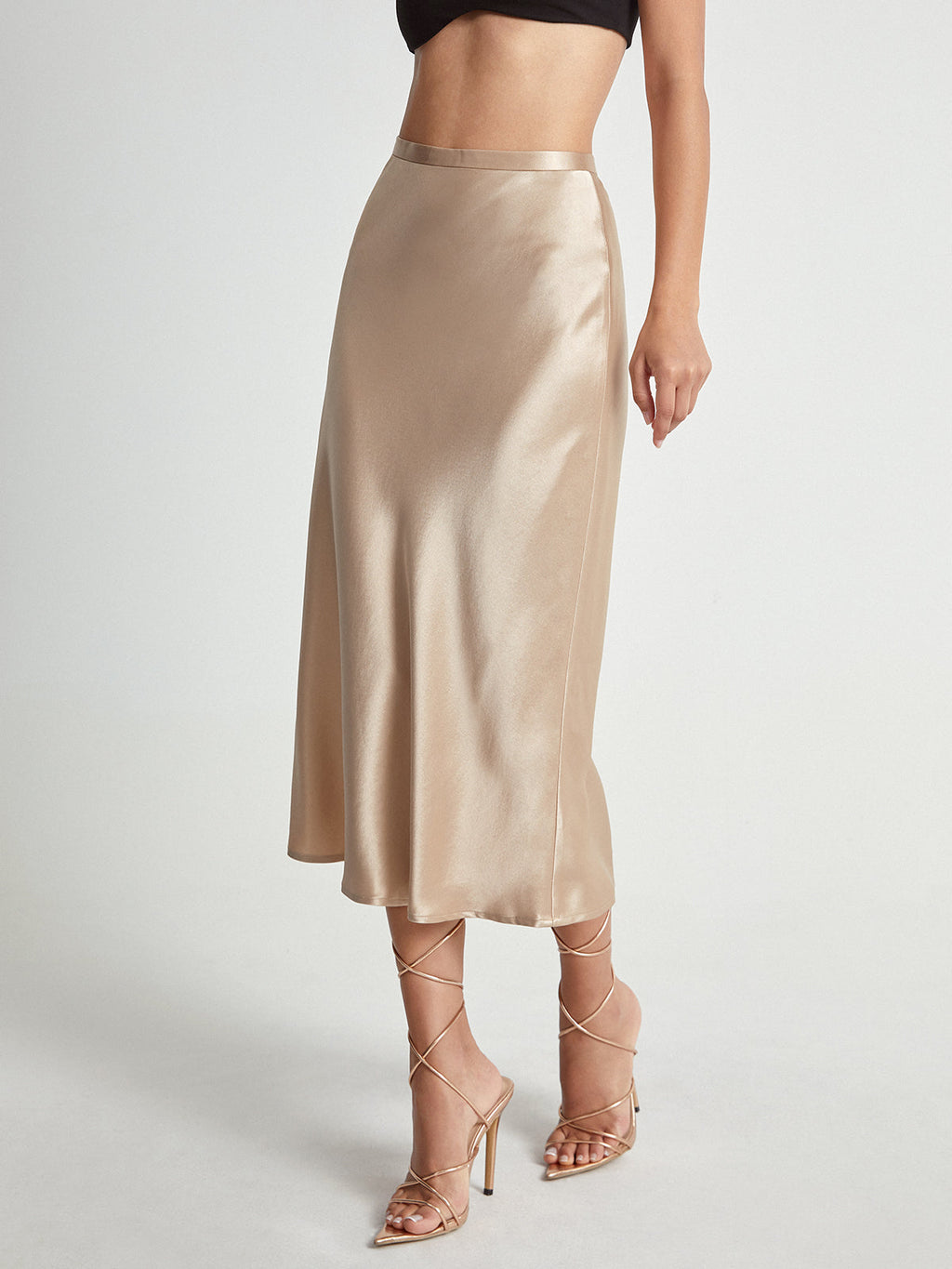 Camila | Damska Elegancka Spódnica Midi z Wysokim Stanem Satynowa
