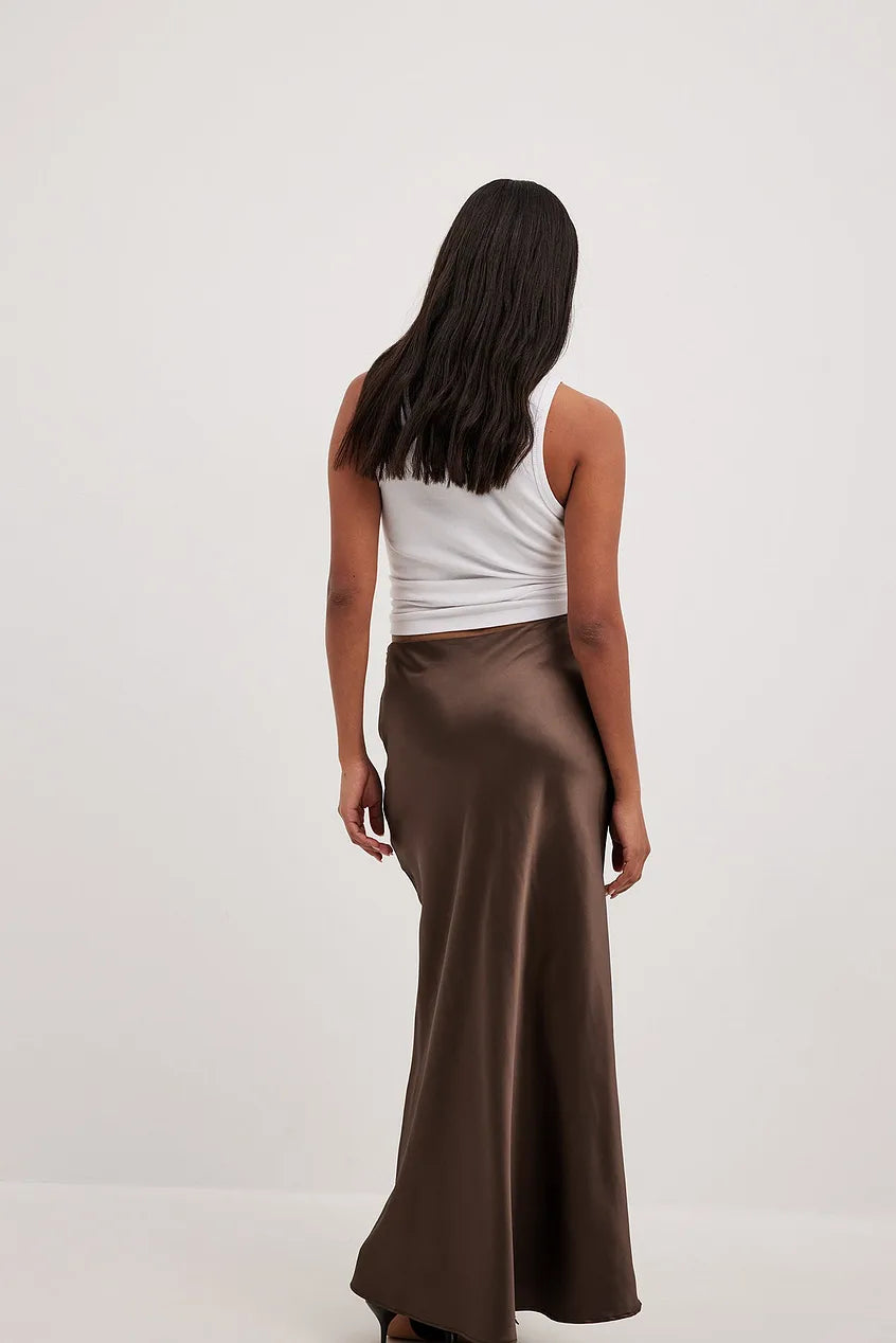 Valeria | Damska Elegancka Minimalistyczna Spódnica Maxi Satynowa