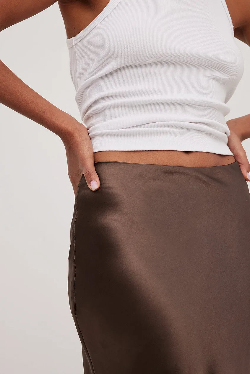 Valeria | Damska Elegancka Minimalistyczna Spódnica Maxi Satynowa
