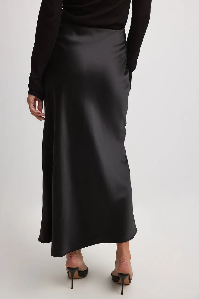 Valeria | Damska Elegancka Minimalistyczna Spódnica Maxi Satynowa