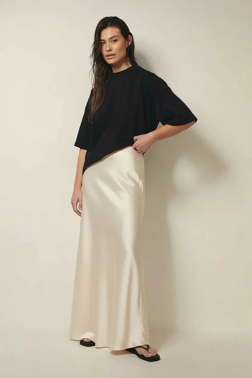 Veloura | Gonna Maxi Donna Vita Alta Stile Satinato