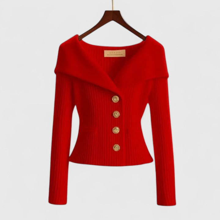 Solenne | Women's Elegant Ribbed Sweater with Exposed Shoulders