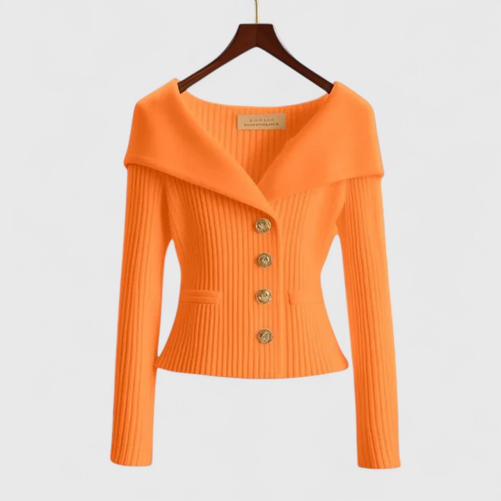 Solenne | Women's Elegant Ribbed Sweater with Exposed Shoulders
