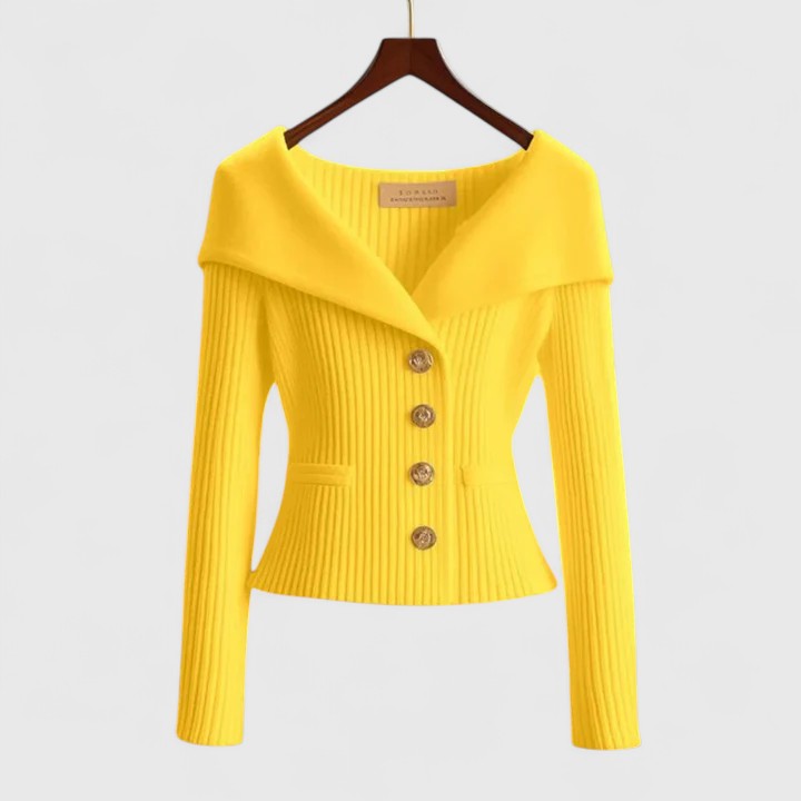 Solenne | Maglione Elegante da Donna a Costine con Spalle Scoperte