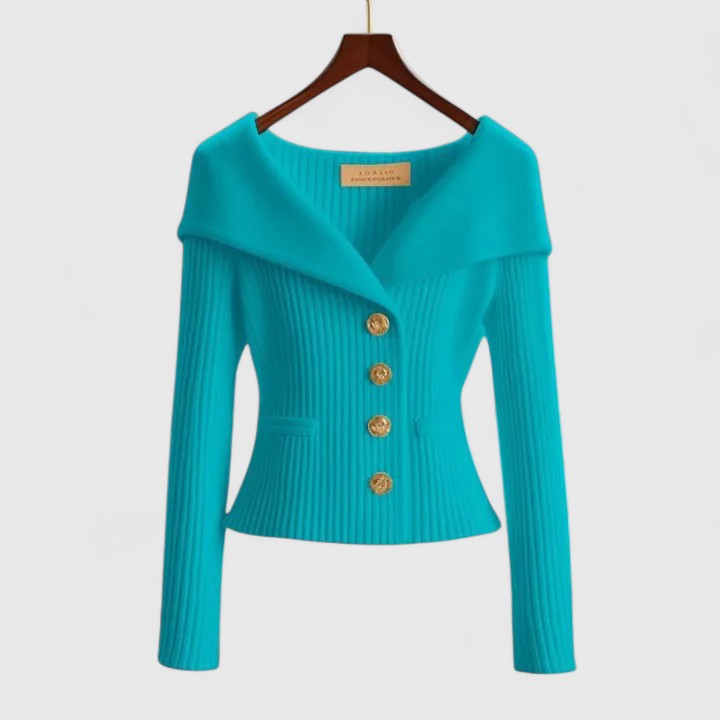 Solenne | Women's Elegant Ribbed Sweater with Exposed Shoulders