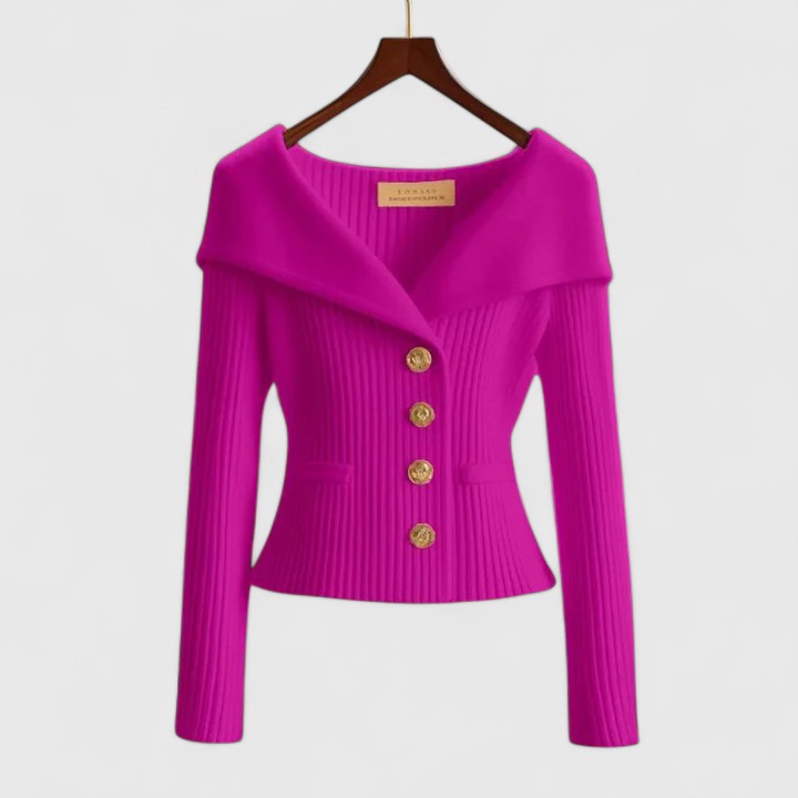 Solenne | Women's Elegant Ribbed Sweater with Exposed Shoulders