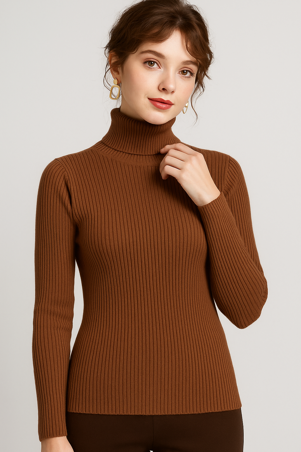 Velmira | Women's Fitted Ribbed Turtleneck Sweater