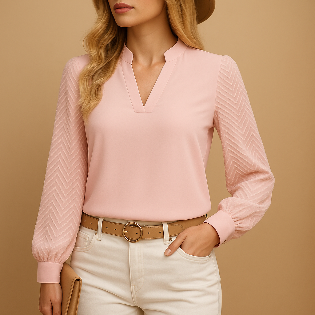 Solmira | Blusa elegante da donna con scollo a V e maniche lunghe