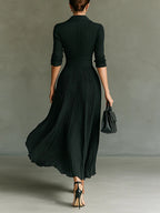 Selene | Abito Maxi Elegante da Donna Plissettato con Vita Evidenziata