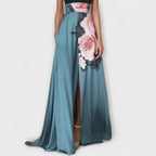 Florenza | Abito Maxi Donna Elegante a Fiori con Scollo Halter a Linea A