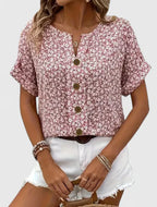 Roselune | Blusa Estiva Donna Casual con Fiori e Bottoni