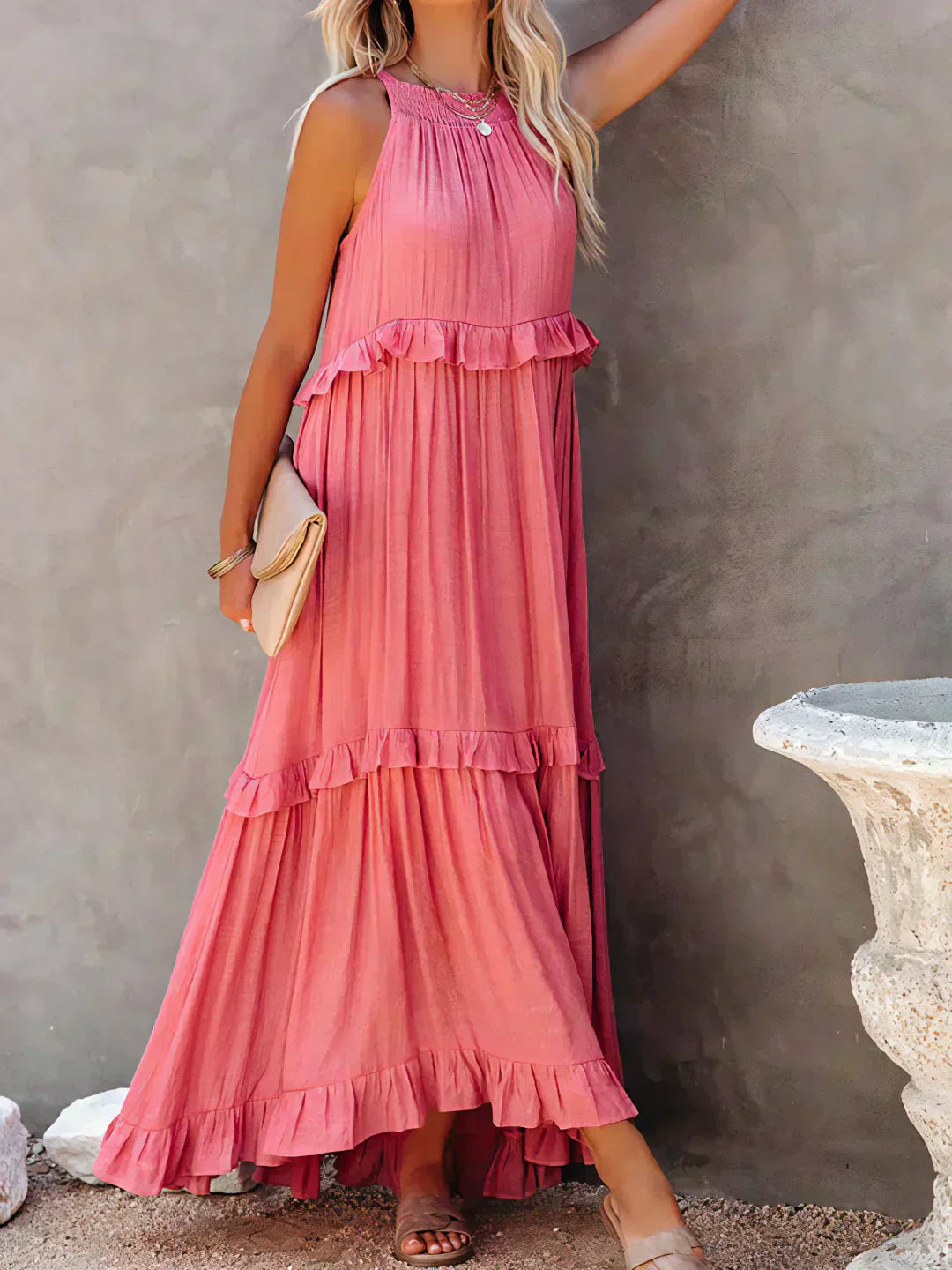 Orlavia | Women's Summer Maxi Dress with Ruffles Sleeveless