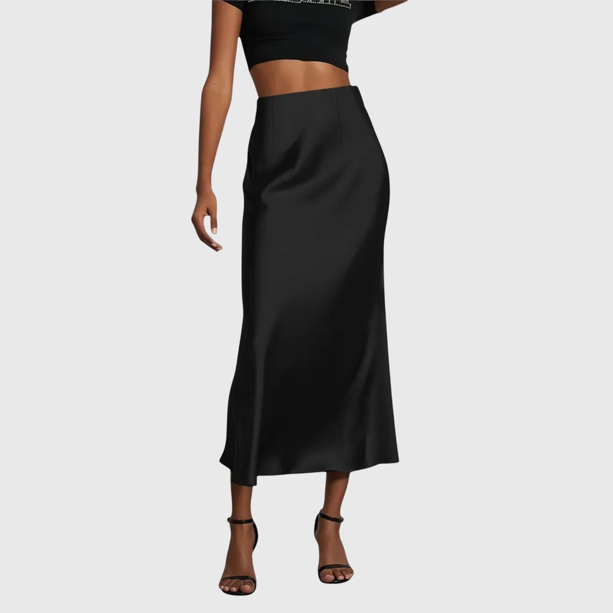 Amara | Gonna Midi Elegante in Raso da Donna Crema