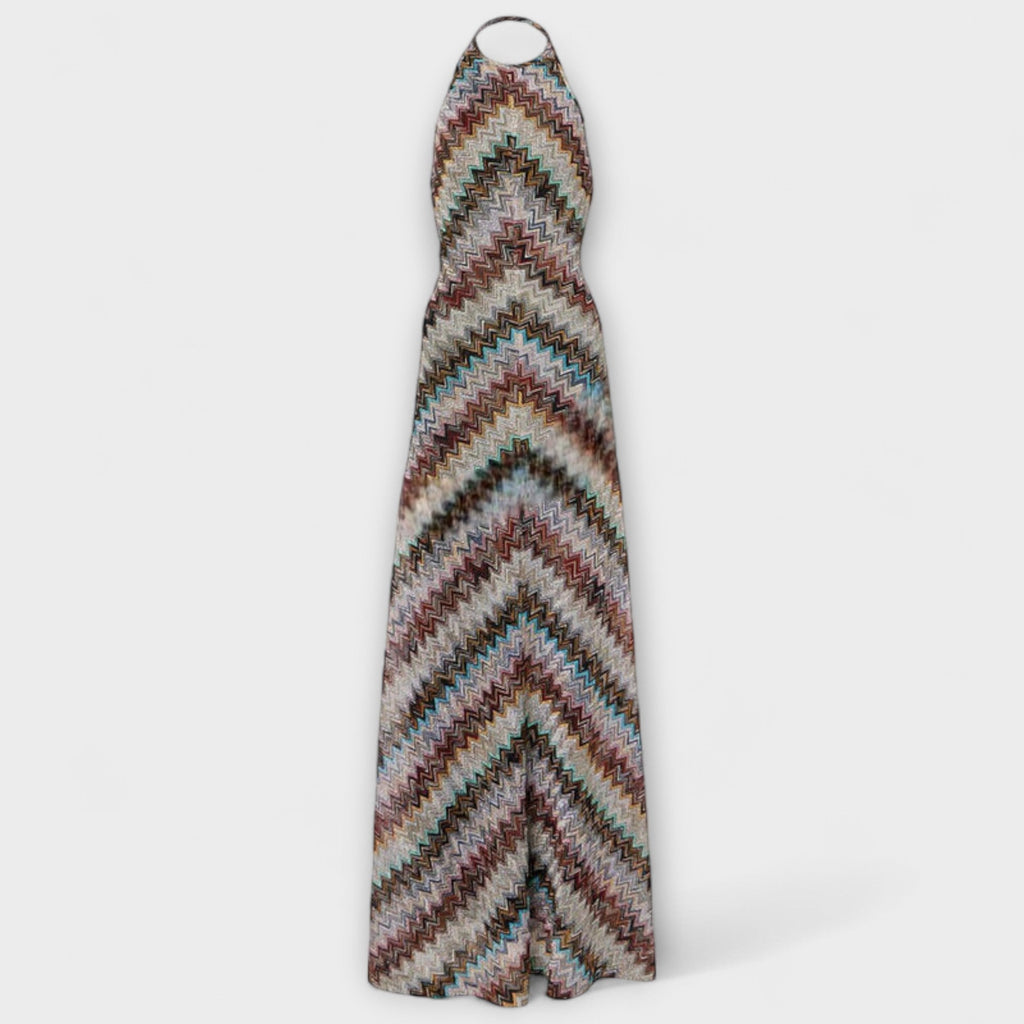 Dżesika | Abito Estivo Maxi Donna Halter a Chevron