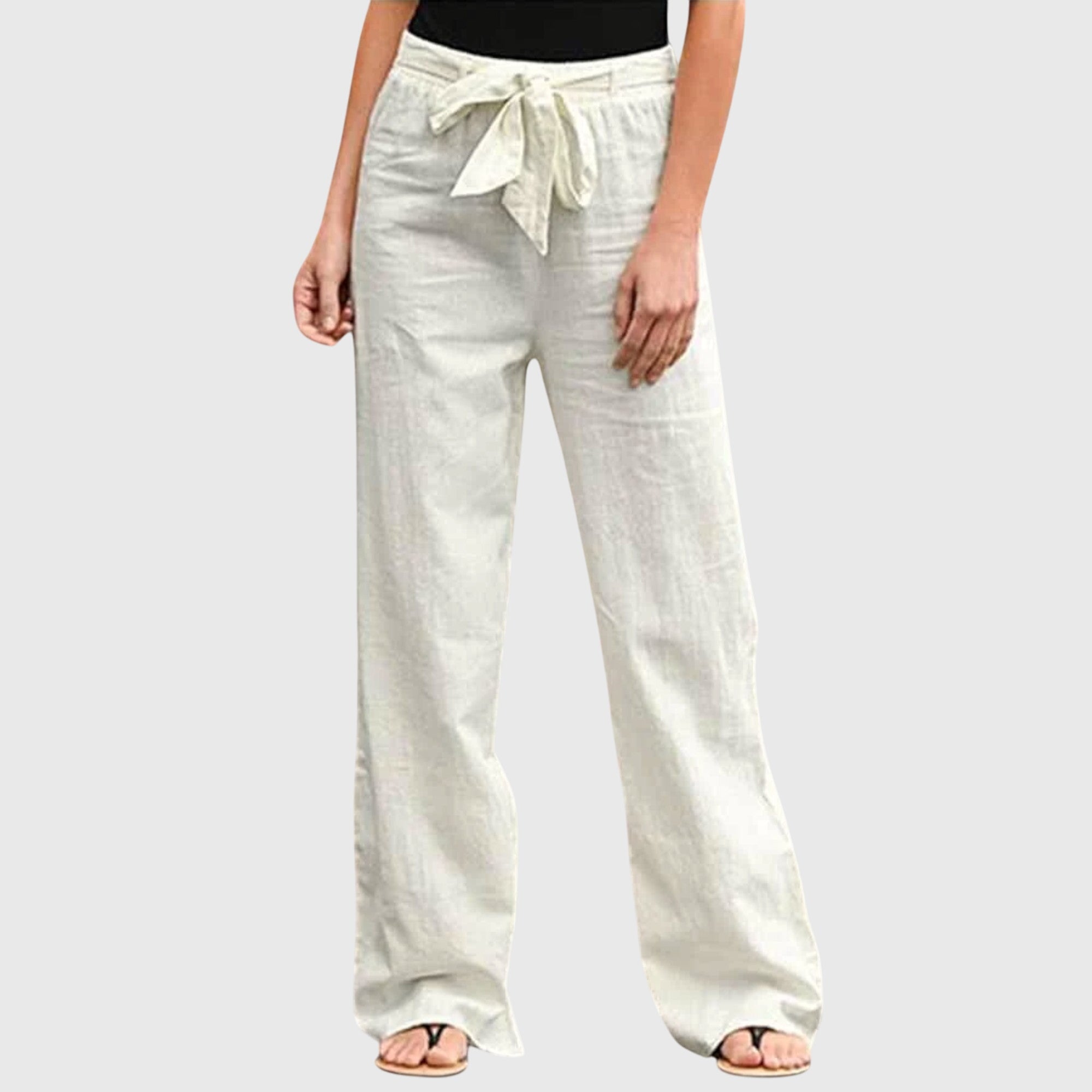 Lunessa | Pantaloni Donna in Lino con Laccio in Vita e Gamba Larga