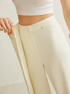 Elvaris | Pantaloni Donna Larghi con Vita Alta e Pannello a Portafoglio