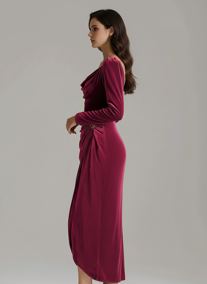 Giselle | Abito midi elegante da donna con arricciatura