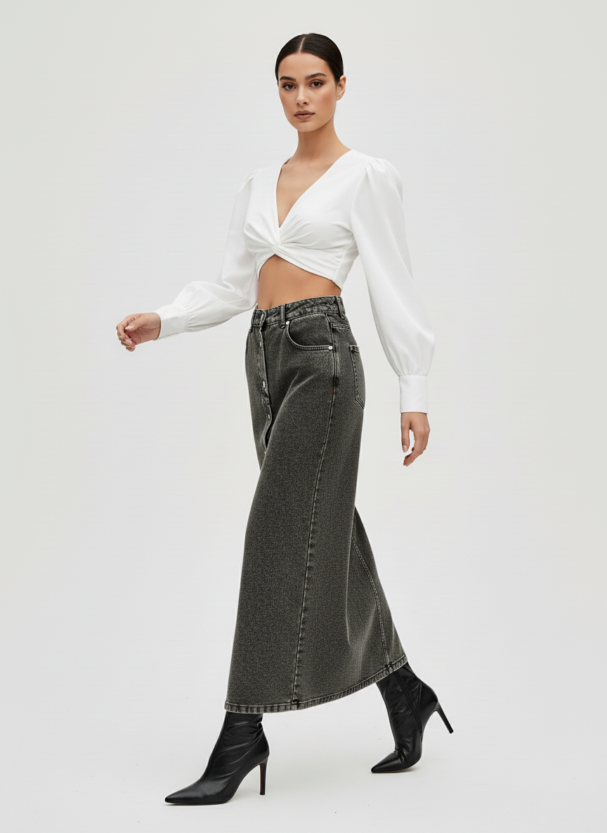 Brigitte | Gonna jeans maxi da donna a vita alta