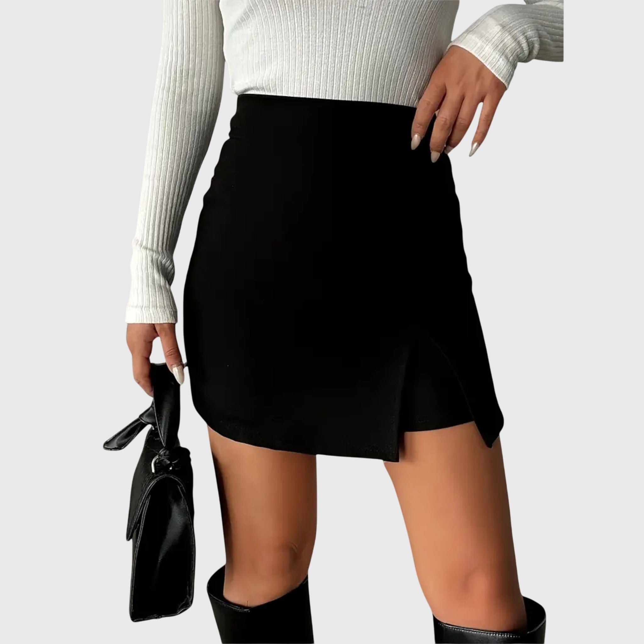 Eloria | Gonna Mini Donna a Vita Alta con Spacco