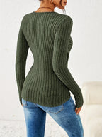 Selmira | Blusa Donna a Costine con Scollo a V Incrociato Casual