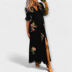 Lunaria | Abito Maxi Casual da Donna con Ricamo Floreale e Spacco