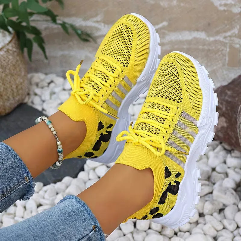 Lunévia | Sneakers casual da donna con accenti leopardati